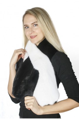 Black and white mink fur scarf